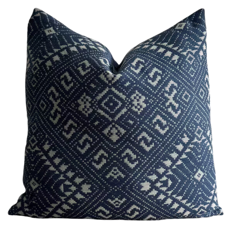 READY TO SHIP 20X20 Woven Ikat Outdoor Pillow Cover // Designer Outdoor Pillow// Indigo Blue Outdoor Pillows // Sunbrella Outdoor