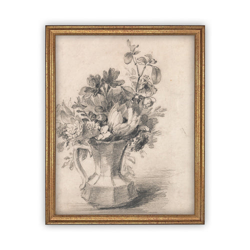 READY to SHIP 11x14 Vintage Framed Canvas Art // Framed Vintage Print // Botanical Floral Sketch // Farmhouse print //#Bot-114