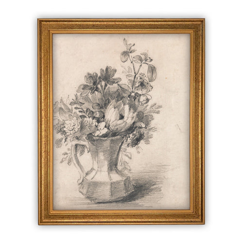 READY to SHIP 11x14 Vintage Framed Canvas Art // Framed Vintage Print // Botanical Floral Sketch // Farmhouse print //#Bot-114