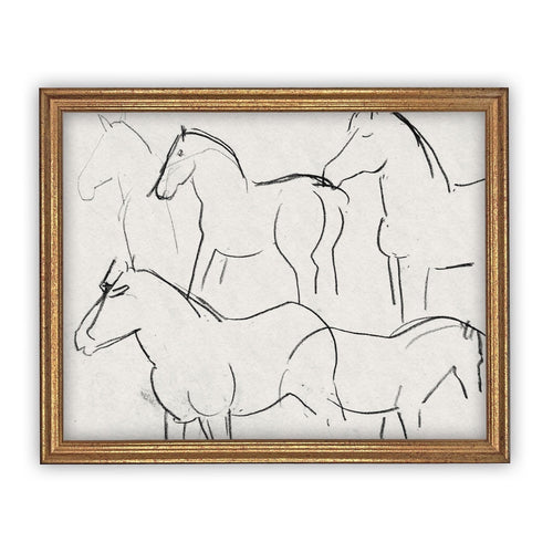 READY to SHIP 8x10 Vintage Framed Canvas Art // Framed Vintage Print // Vintage Horse Sketch Art// Farmhouse print //#A-132