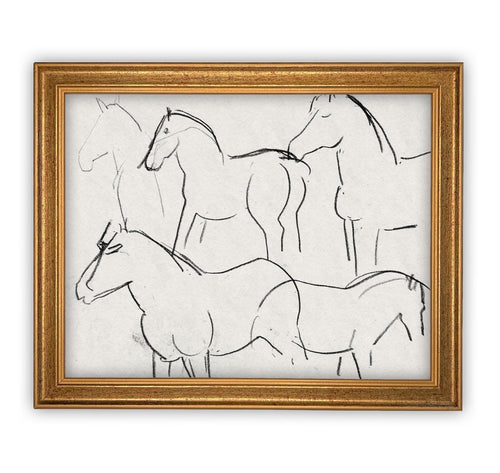 READY to SHIP 8x10 Vintage Framed Canvas Art // Framed Vintage Print // Vintage Horse Sketch Art// Farmhouse print //#A-132