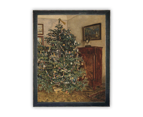 READY to SHIP 11x14 Vintage Framed Canvas Art // Framed Vintage Christmas Print // Christmas Tree // Farmhouse print //#CH-319