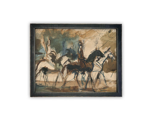 READY to SHIP 11X14Vintage Framed Canvas Art // Framed Vintage Print // Horse and Rider Equestrian Art // Farmhouse print //#A-168