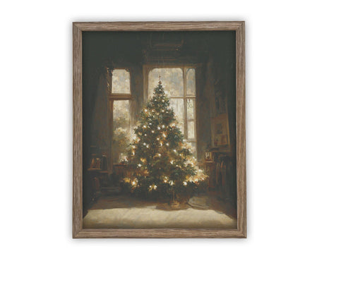 READY to SHIP 11x14 Vintage Framed Canvas Art // Framed Vintage Christmas Print // Christmas Tree Painting // Farmhouse print //#CH-322
