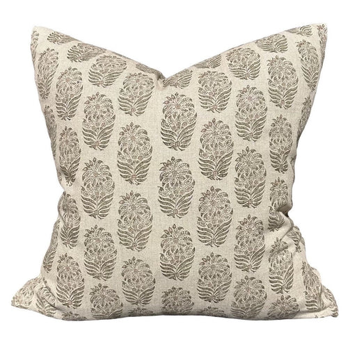 Designer "Florence" Samaya Natural olive mocha Pillow Cover