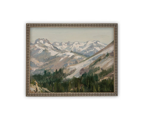 READY to SHIP 11X14 Vintage Framed Canvas Art // Framed Vintage Print // Vintage Landscape with Mountains // Farmhouse print //#LAN-224