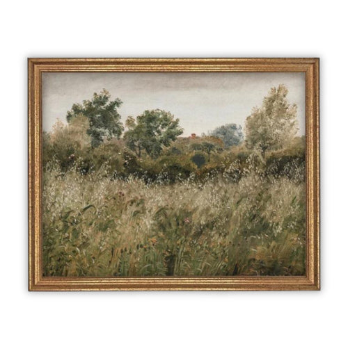 READY to SHIP 16X20 Vintage Framed Canvas Art // Framed Vintage Print // Vintage Landscape Meadow // Farmhouse print //#LAN-122