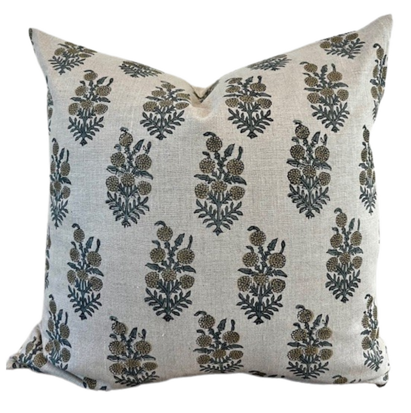 Designer "Colebrook" Hjara Rose Block Linen Pillow Cover