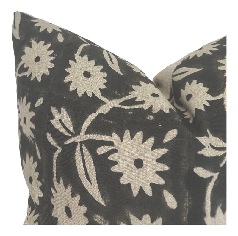 Designer "Blaine" Block Print Floral Pillow Cover