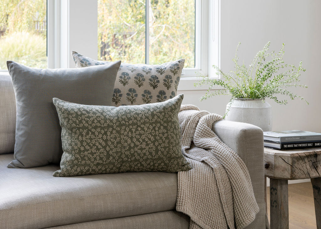 Designer "Pacific" Floral Linen Pillow Cover