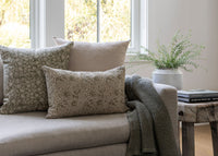 Designer "Seneca" Floral in Olive/Cement Pillow Cover