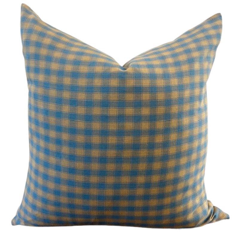 Designer "Jaffrey" Homestead Check Sky Blue Pillow Cover