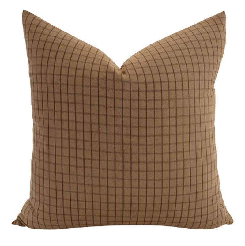 Designer "Milford" Windowpane Cinnamon Pillow Cover