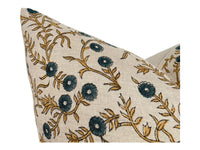 READY TO SHIP Designer Molly in Mustard/Blue Pillow Cover