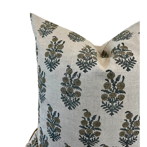 Designer "Colebrook" Hjara Rose Block Linen Pillow Cover