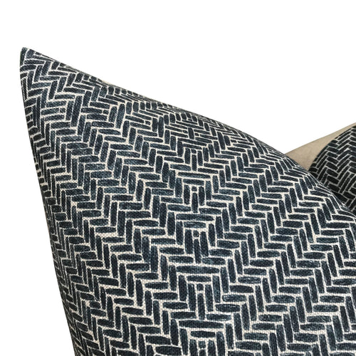 READY TO SHIP Designer Clay McLaurin Rattan Pillow Cover in Indigo // Decorative Pillow Cover // Indigo Blue Throw Pillow // Trendy Modern