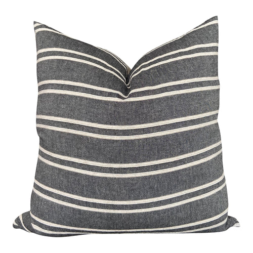 READY TO SHIP Chiangmai Native Cotton Charcoal Stripe "Dixon" Pillow Cover // Gray Pillow // Decorative Throw Pillows