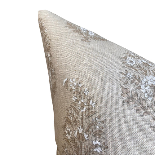 READY TO SHIP Designer Katie Leede Mughal Gardens Pillow in Dove // Decorative Throw Pillows // Floral Neutral White Tan