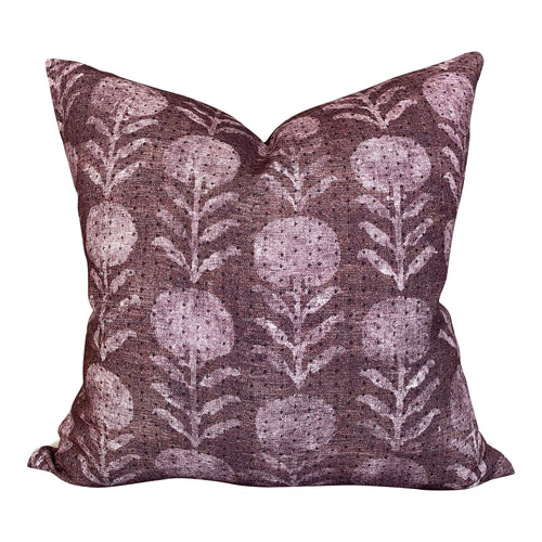 Designer Clay McLaurin Zinnia in Berry Pillow Cover // Purple Throw Pillow // Floral Throw Pillows