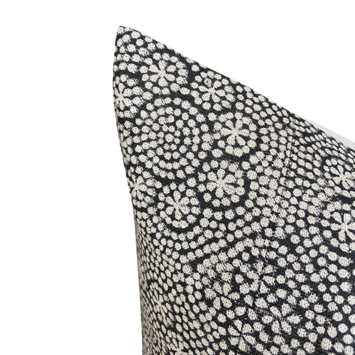 Designer Wisteria in Black Linen Pillow Cover // Black Modern Farmhouse Pillow // Boho Pillow // Decorative Throw Pillows