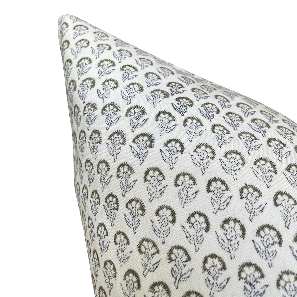 READY TO SHIP Designer Juhi Pillow Cover in Grey Olive Indigo // Floral Pillow Cover // Boutique Pillow // High End// Modern Farmhouse