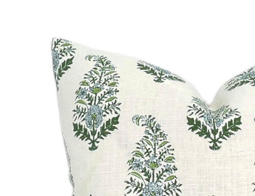 READY TO SHIP Designer Katie Leede Mughal Gardens Pillow in Jodhpur Springs // Blue Green Floral Pillows //Traditional Pillows