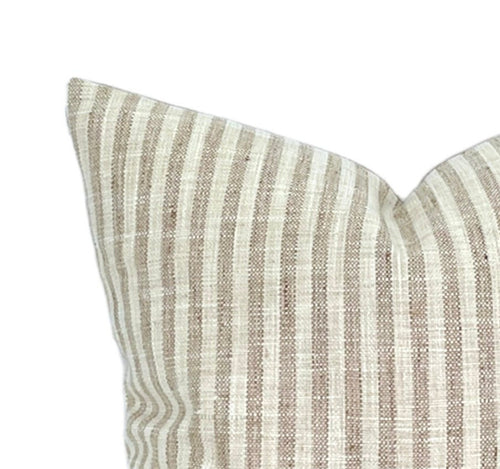 READY TO SHIP Designer Tan Railroad Stripe Pillow Cover // Boutique Throw Pillows // Decorative Pillows // Neutral Striped throw