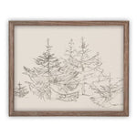 READY to SHIP 8x10 Vintage Framed Canvas Art // Framed Vintage Christmas Print // Christmas Trees Sketch // Farmhouse print //#CH-309