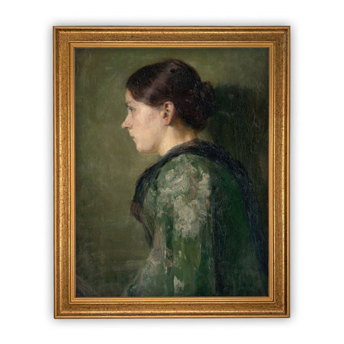 READY to SHIP 11x14 Vintage Framed Canvas Art // Framed Vintage Print // Green Portrait of a Woman // Antique oil painting print //#P-500