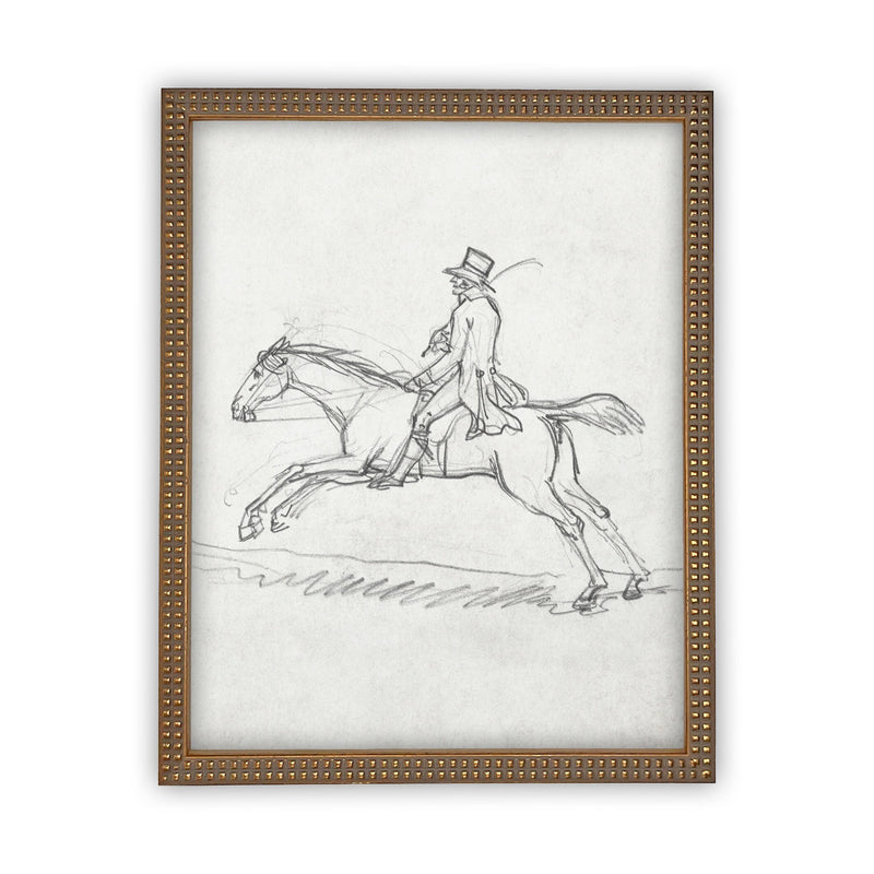 READY to SHIP 11X14 Vintage Framed Canvas Art // Framed Vintage Print // Vintage Equestrian Sketch Art// Farmhouse print //#A-134