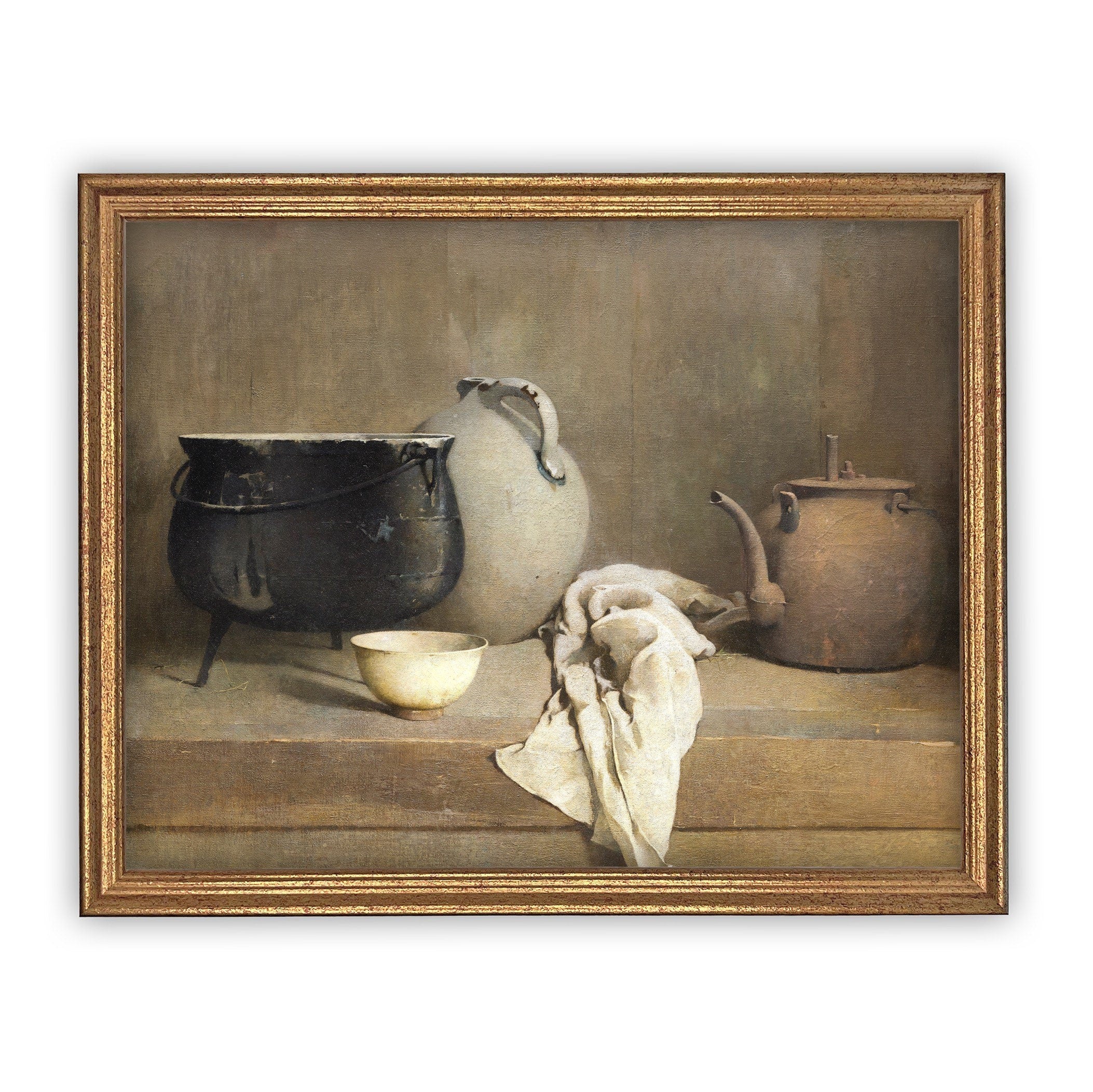 READY to SHIP 11x14 Framed Vintage Kitchen Still Life Canvas Art Print