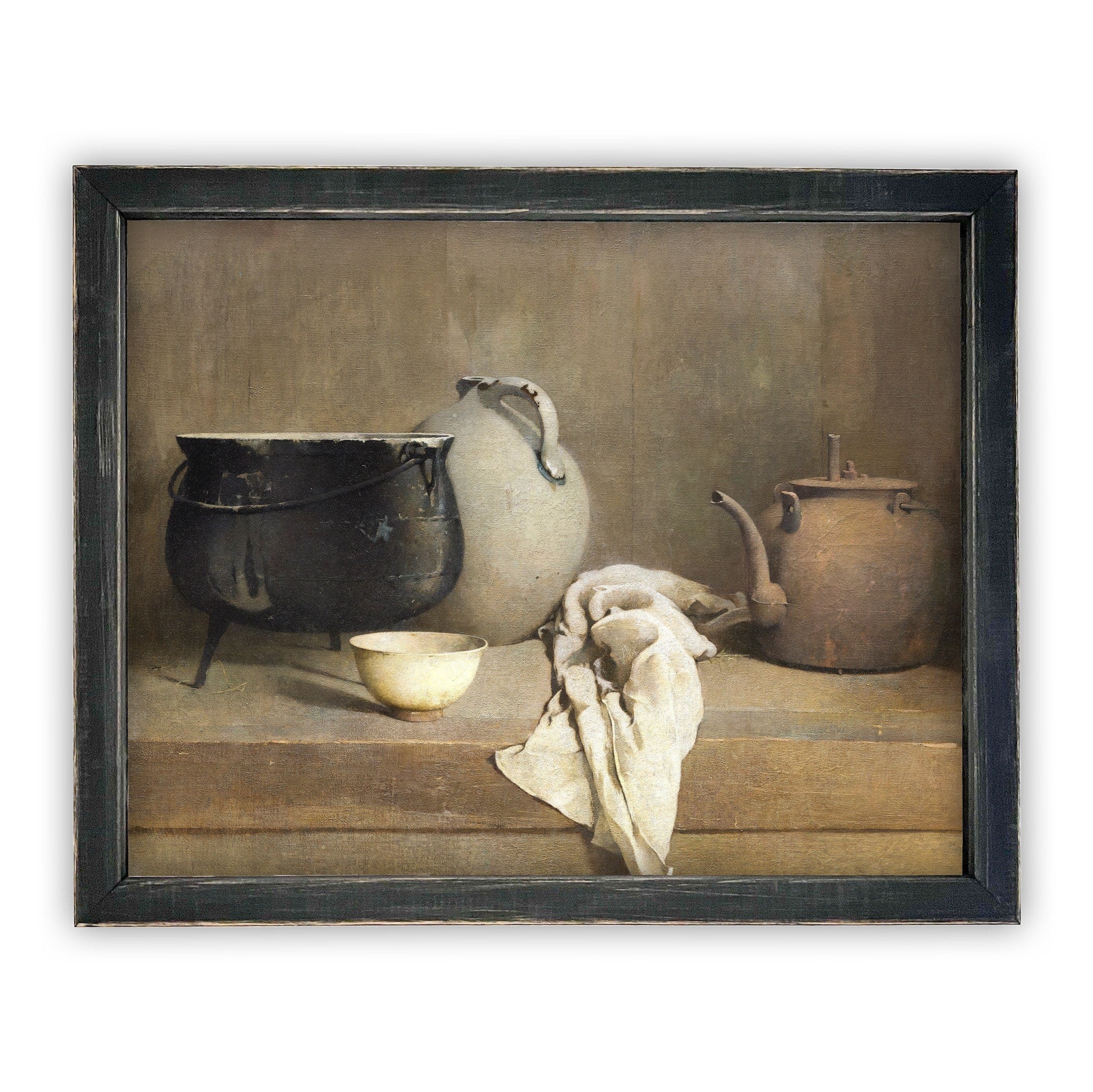 READY to SHIP 11x14 Framed Vintage Kitchen Still Life Canvas Art Print
