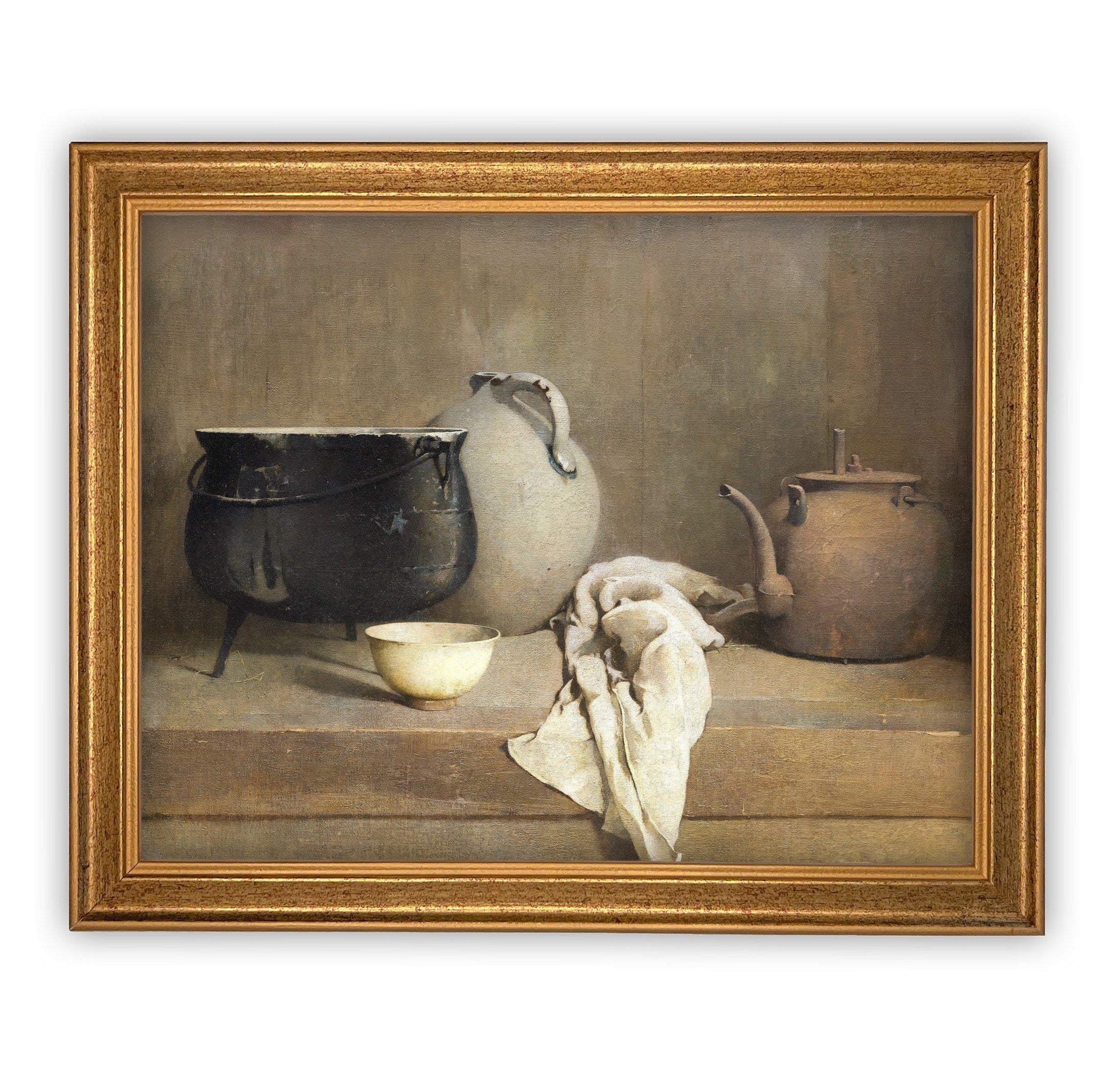 READY to SHIP 11x14 Framed Vintage Kitchen Still Life Canvas Art Print