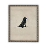 Ready To Ship 11X14 Vintage Framed Canvas Art // Black Labrador Painting // Vintage Dog Art// Boys Room or Nursery print //#A-118