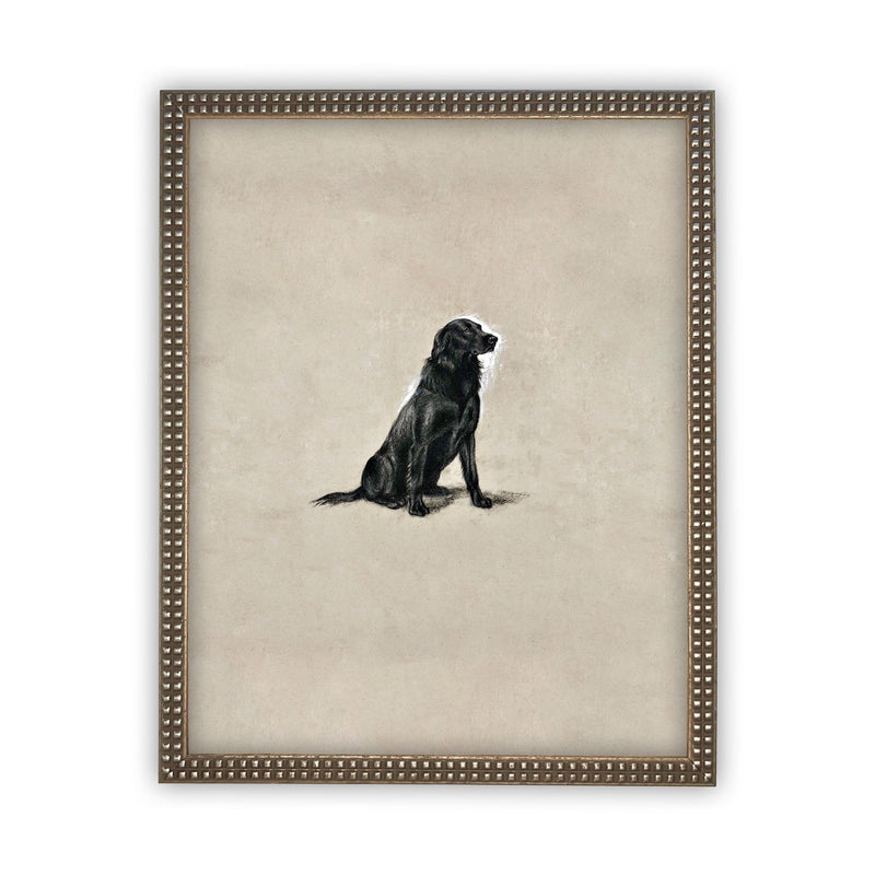 Ready To Ship 11X14 Vintage Framed Canvas Art // Black Labrador Painting // Vintage Dog Art// Boys Room or Nursery print //#A-118