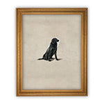 Ready To Ship 11X14 Vintage Framed Canvas Art // Black Labrador Painting // Vintage Dog Art// Boys Room or Nursery print //#A-118