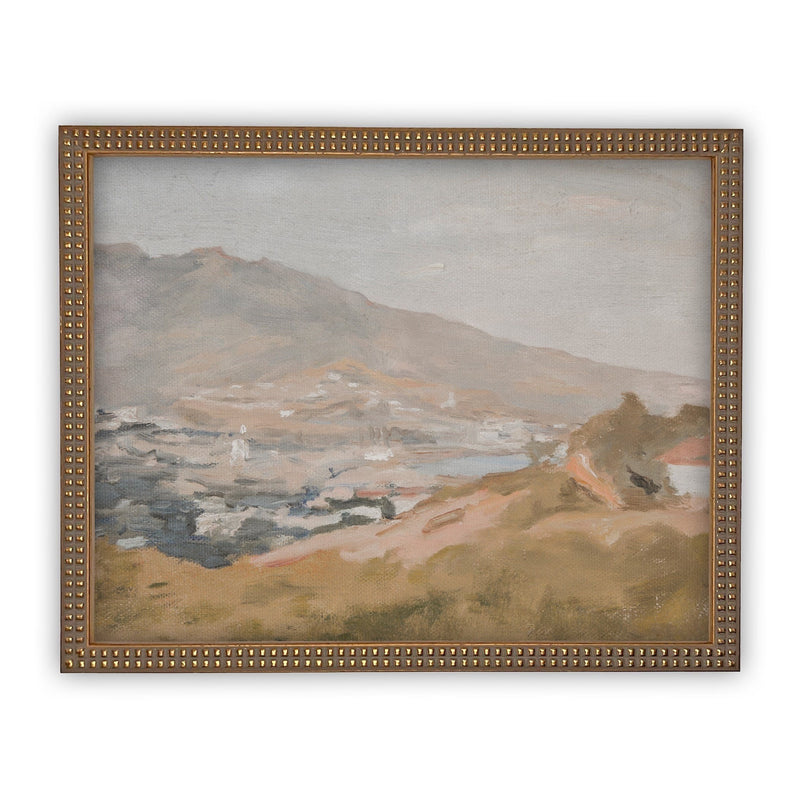READY TO SHIP 11X14 Vintage Framed Canvas Art // Framed Vintage Print // Vintage Painting // Pastel Landscape //#lan-104