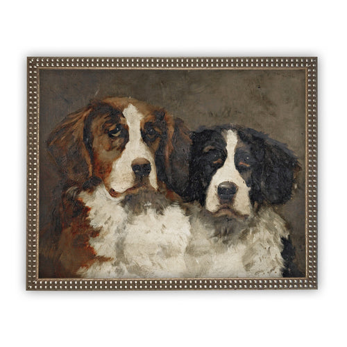 READY to SHIP 18x24 Vintage Framed Canvas Art // Framed Vintage Print // Vintage Painting // Vintage Dogs Art// Farmhouse print //#A-108