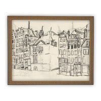 READY to SHIP 24x36 Vintage Cityscape Sketch Print on Canvas