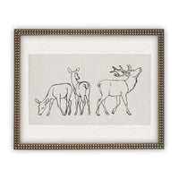 READY to SHIP 11x14 Vintage Framed Canvas Art // Framed Vintage Christmas Print // Reindeer Holiday Painting // Farmhouse print //#CH-310