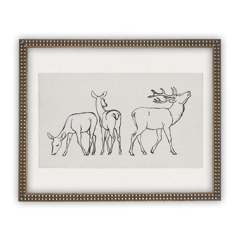 READY to SHIP 11x14 Vintage Framed Canvas Art // Framed Vintage Christmas Print // Reindeer Holiday Painting // Farmhouse print //#CH-310