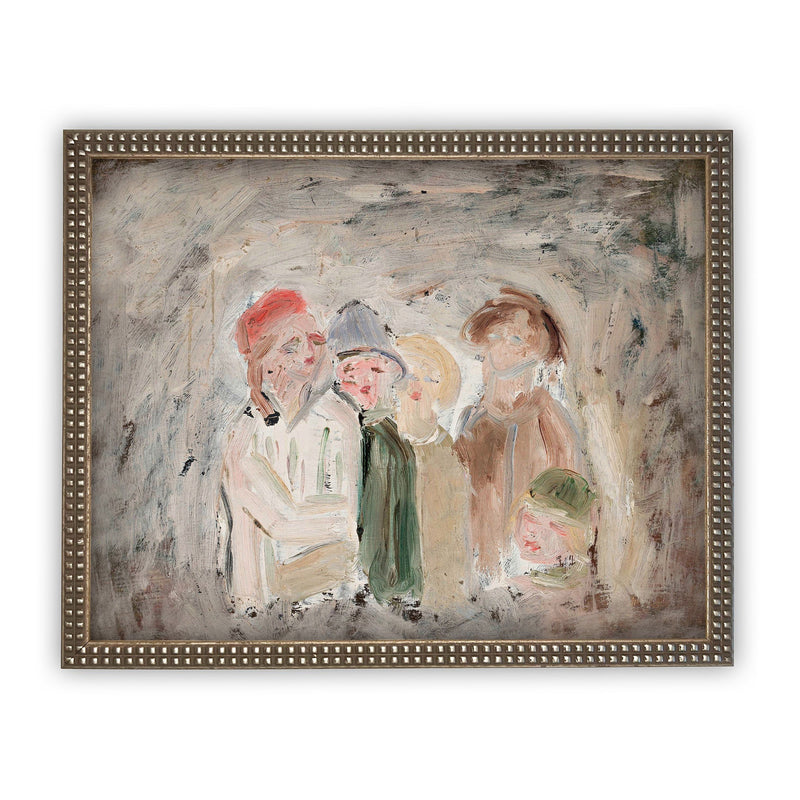 Vintage Framed Canvas Art Christmas Carolers Painting #CH-304