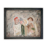 Vintage Framed Canvas Art Christmas Carolers Painting #CH-304