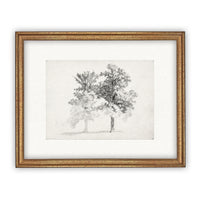 READY TO SHIP 16x20 Framed Canvas Print: Black and White Tree Sketch