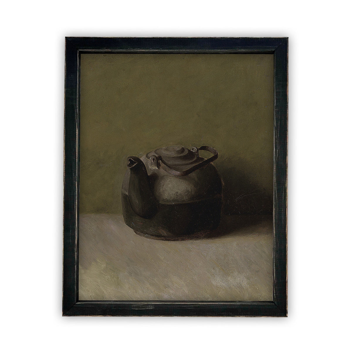 READY to SHIP 8x10 Vintage Framed Canvas Art // Framed Vintage Print // Black Teapot Still Life Print // Farmhouse Kitchen Print //#ST-609