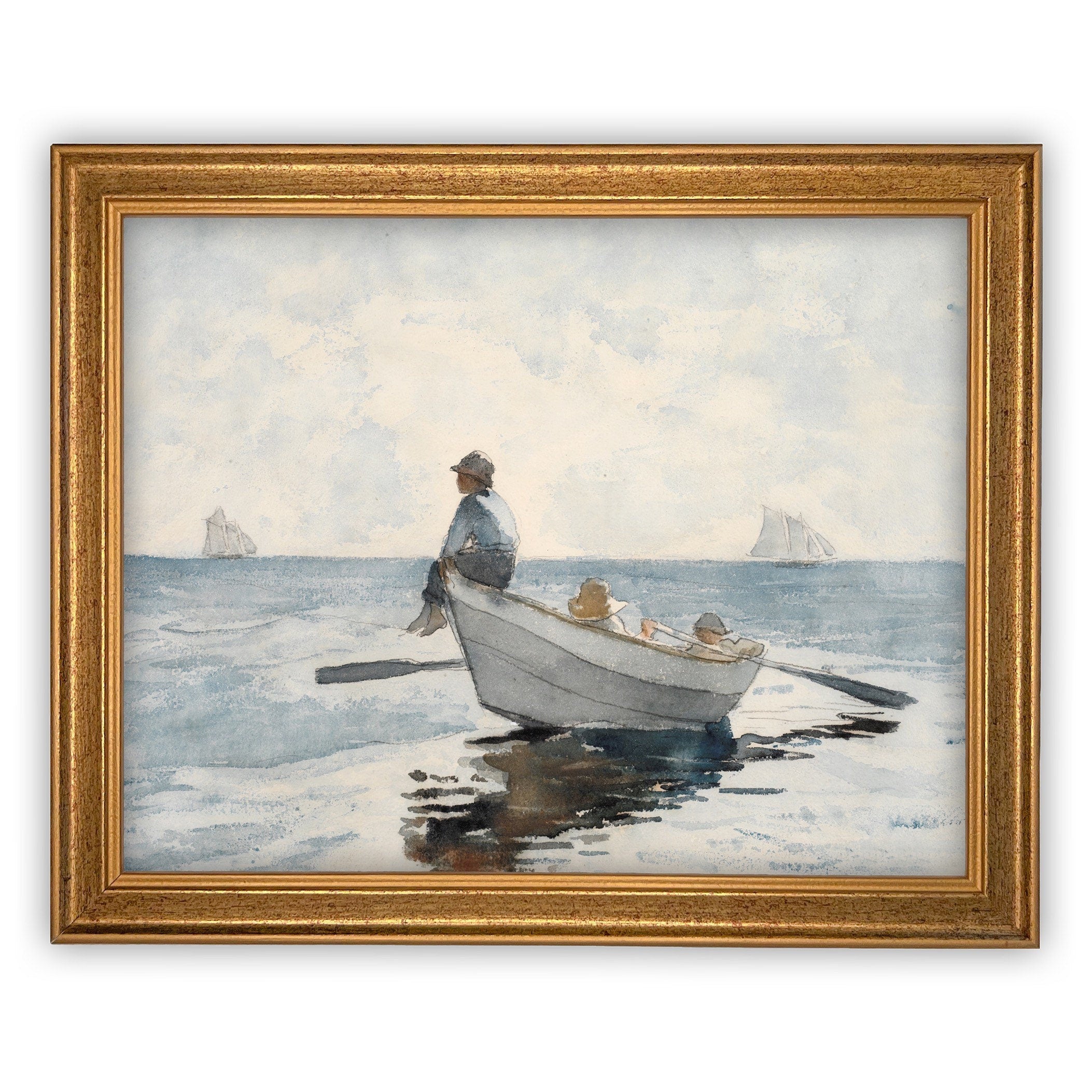 READY to SHIP 11x14 Boating Art: Framed Canvas Print, Beach House Decor
