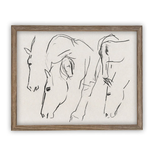 READY to SHIP 11x14 Vintage Framed Canvas Art // Framed Vintage Print // Vintage Horse Sketch Art// Farmhouse print //#A-133