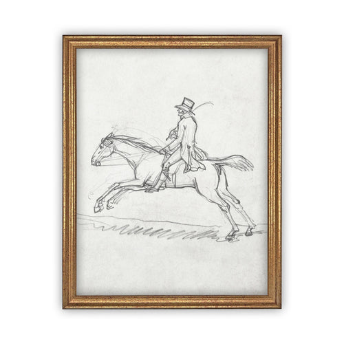 READY to SHIP 11X14 Vintage Framed Canvas Art // Framed Vintage Print // Vintage Equestrian Sketch Art// Farmhouse print //#A-134