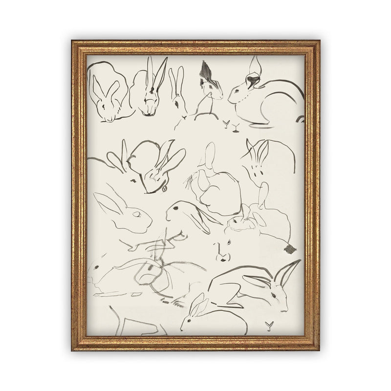 READY TO SHIP 11X14 Vintage Framed Canvas Art // Framed Vintage Print // Vintage Painting // Easter Bunny Rabbit Art //#A-140