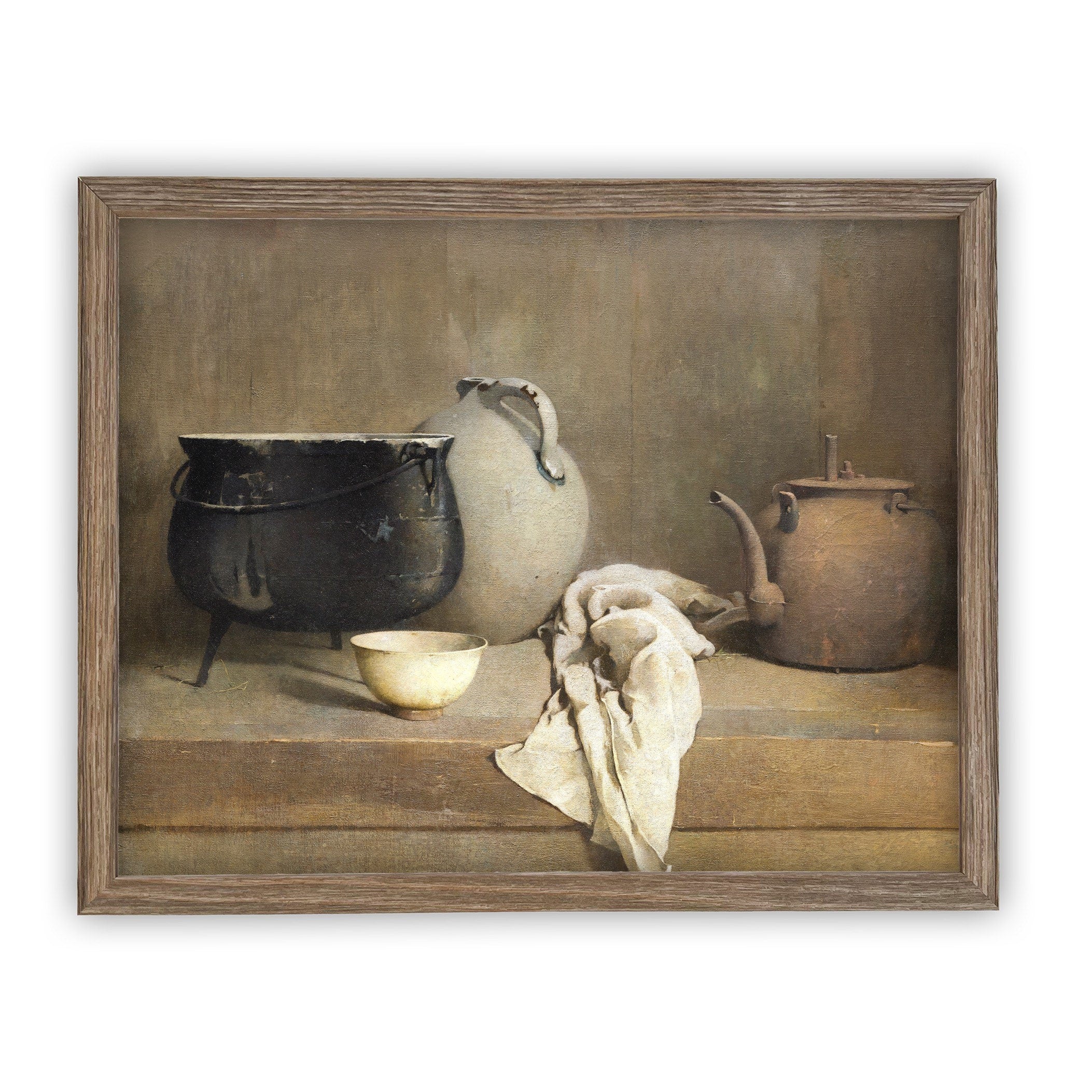 READY to SHIP 11x14 Framed Vintage Kitchen Still Life Canvas Art Print